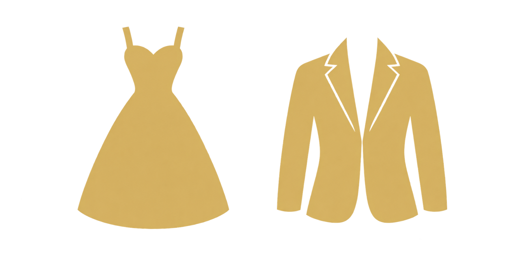 Dibujos sencillos de vestido y traje en dorado
